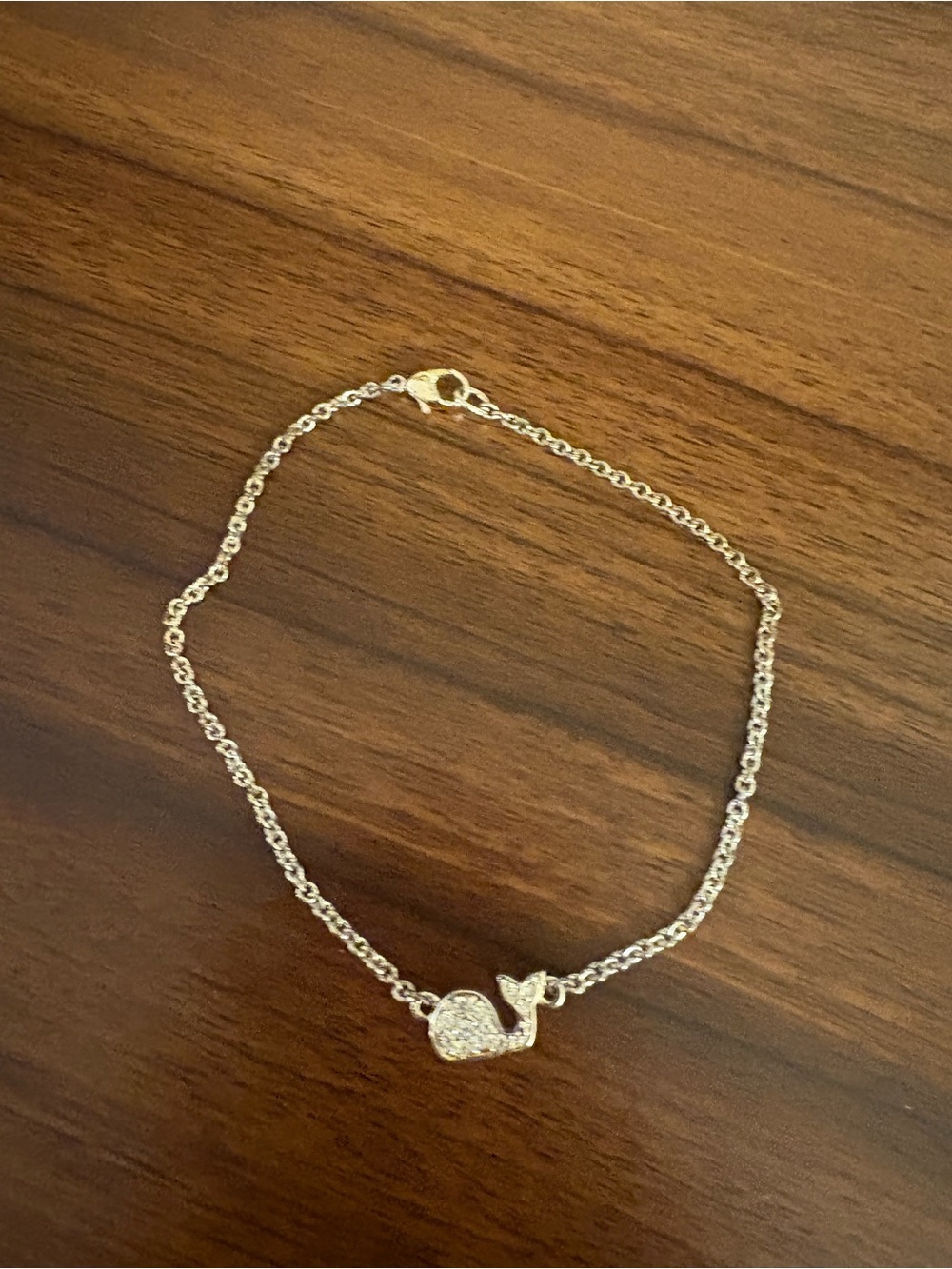 Dainty Silver Whale Charm Bracelet - Sparkling Accent